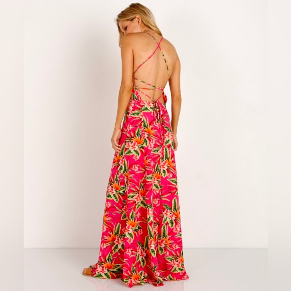 Show Me Your Mumu Nicole Pink Maxi Dress In Tropical Pebble